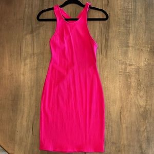 Lulus hot pink cross back bodycon dress Size M